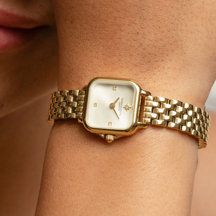 Olivia Burton Mini Grosvenor Ivory and Gold Bracelet Watch - 24000257
