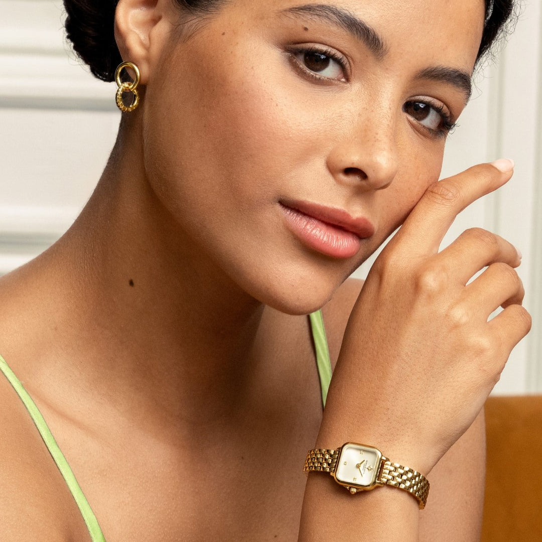 Olivia Burton Mini Grosvenor Ivory and Gold Bracelet Watch - 24000257