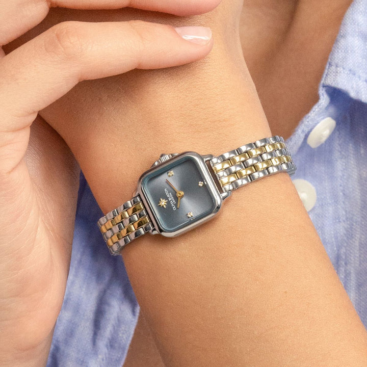 Olivia Burton Mini Grosvenor Chalk Blue and Two Tone Bracelet Watch - 24000258