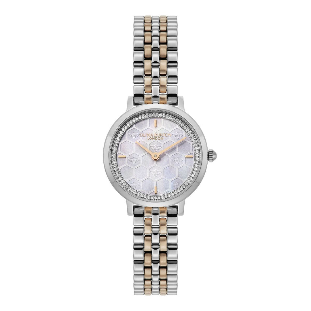 Olivia Burton Honeycomb Ultra Slim Dove Grey and Two Tone Bracelet Watch - 24000265