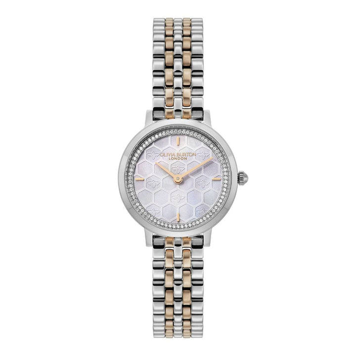 Olivia Burton Honeycomb Ultra Slim Dove Grey and Two Tone Bracelet Watch - 24000265