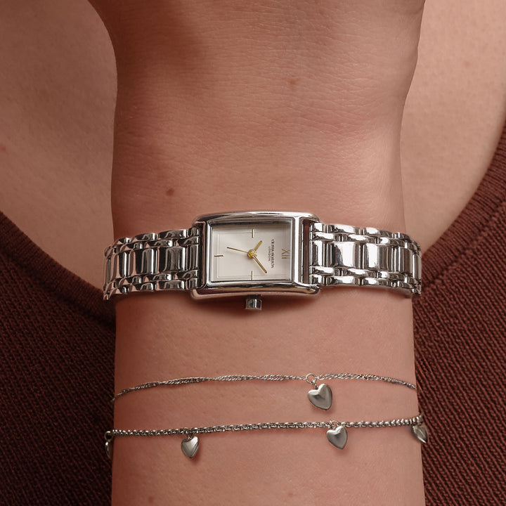 Olivia Burton Classic 16mm Mini Grove White and Silver Bracelet Watch 24000281