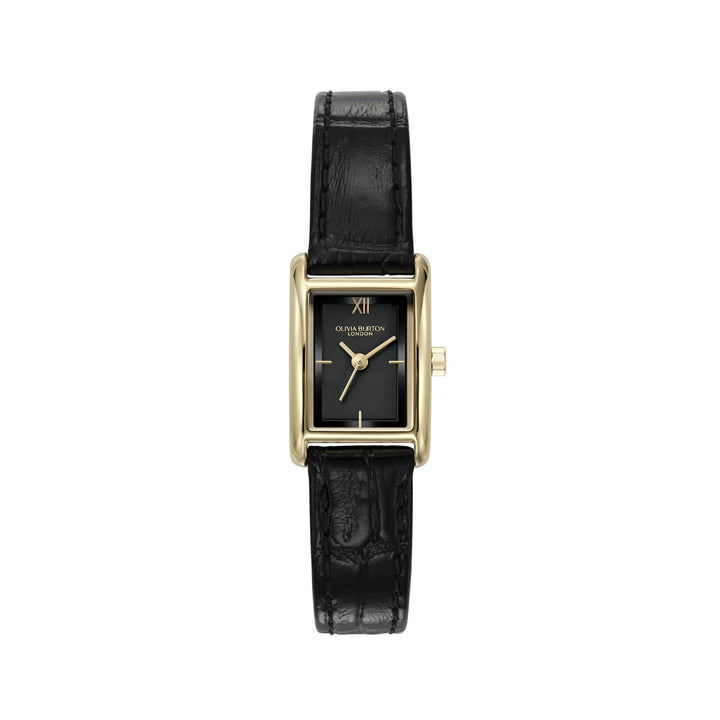 Olivia Burton Classic 16mm Mini Grove Gold and Black Croc Leather Strap Watch. Item code 24000284.