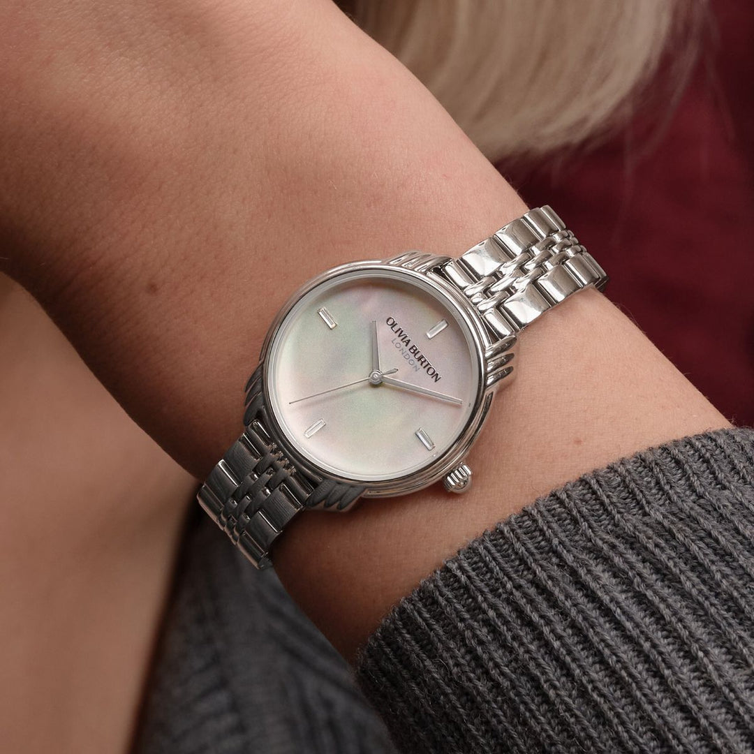 Olivia Burton Classic 30mm Art Deco Ivory and Silver Bracelet Watch. Item code 24000293.