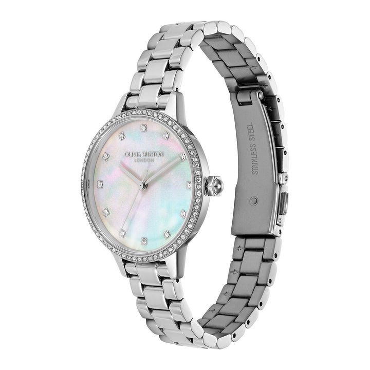 Olivia Burton Captivate Mother of Pearl and Silver Bracelet Watch