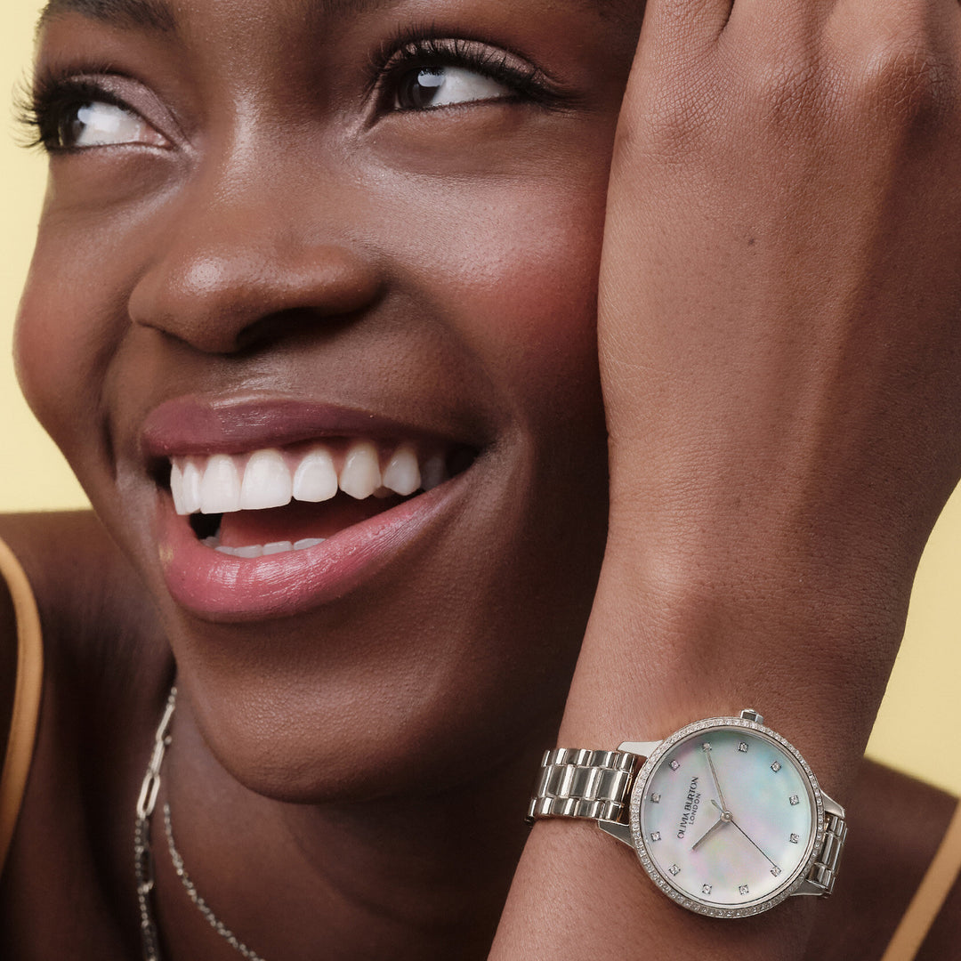 Olivia Burton Captivate Mother of Pearl and Silver Bracelet Watch
