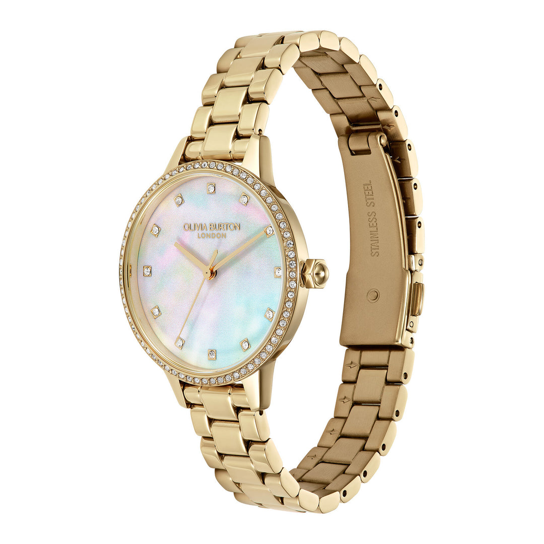 Olivia Burton Captivate Mother of Pearl and Gold Bracelet Watch
