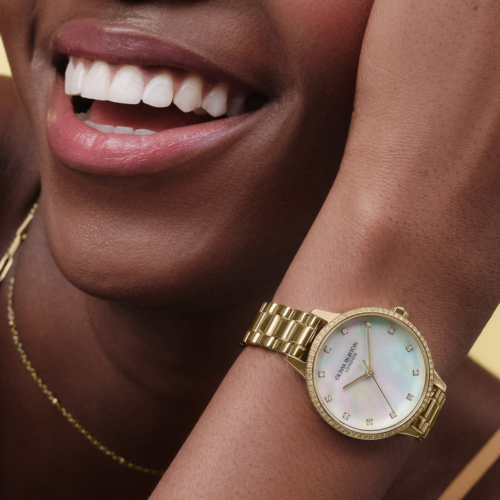 Olivia Burton Captivate Mother of Pearl and Gold Bracelet Watch