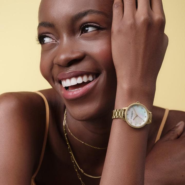 Olivia Burton Captivate Mother of Pearl and Gold Bracelet Watch