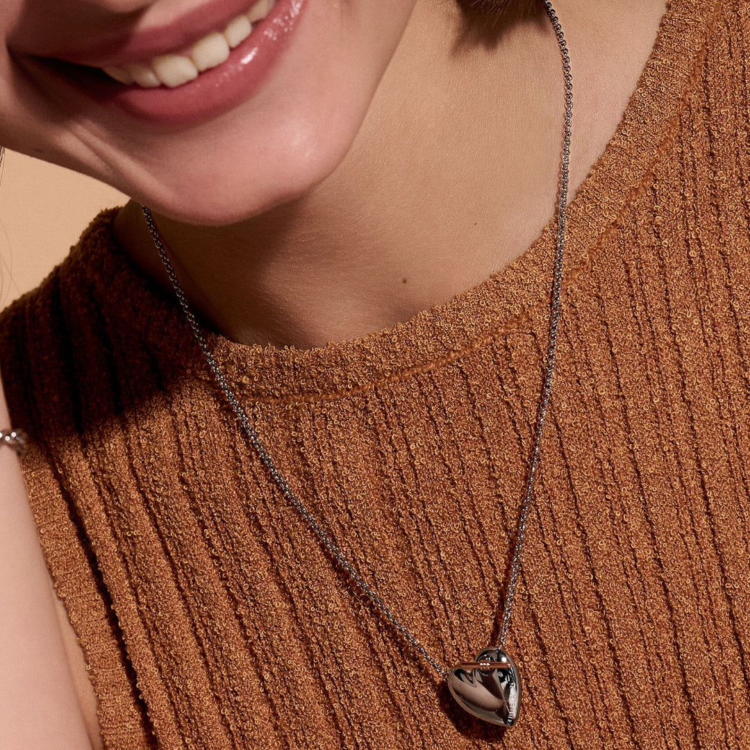Olivia Burton Classic Knot Heart Silver Necklace