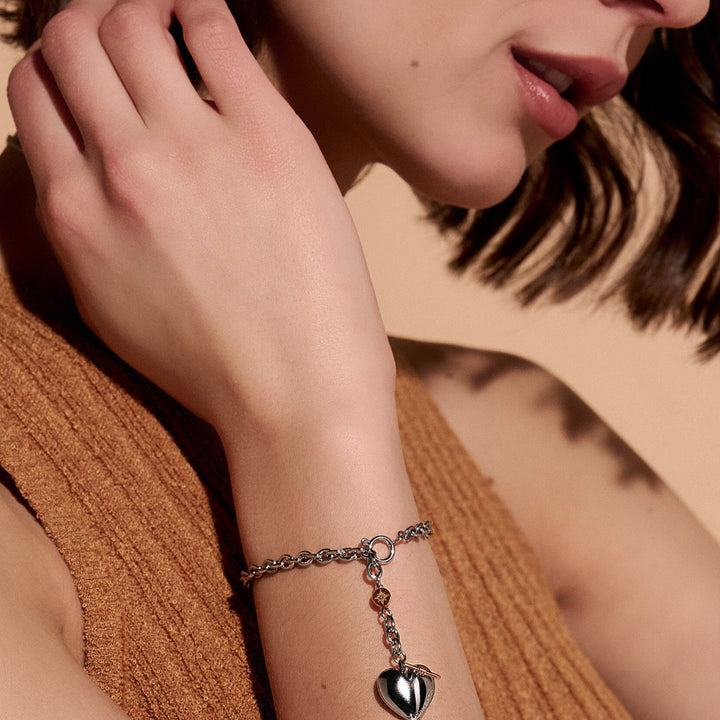 Olivia Burton Classic Knot Heart Silver Bracelet