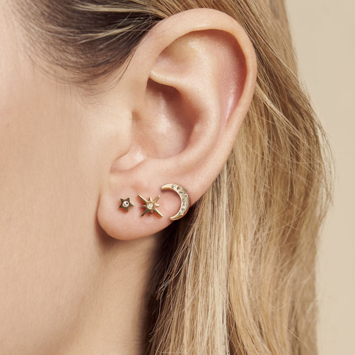 Olivia Burton Celestial North Star & Moon Gold Stud Earrings Set
