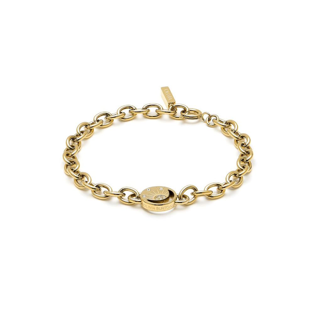 Olivia Burton Sun and Moon Disc Gold Link Bracelet - 24100160