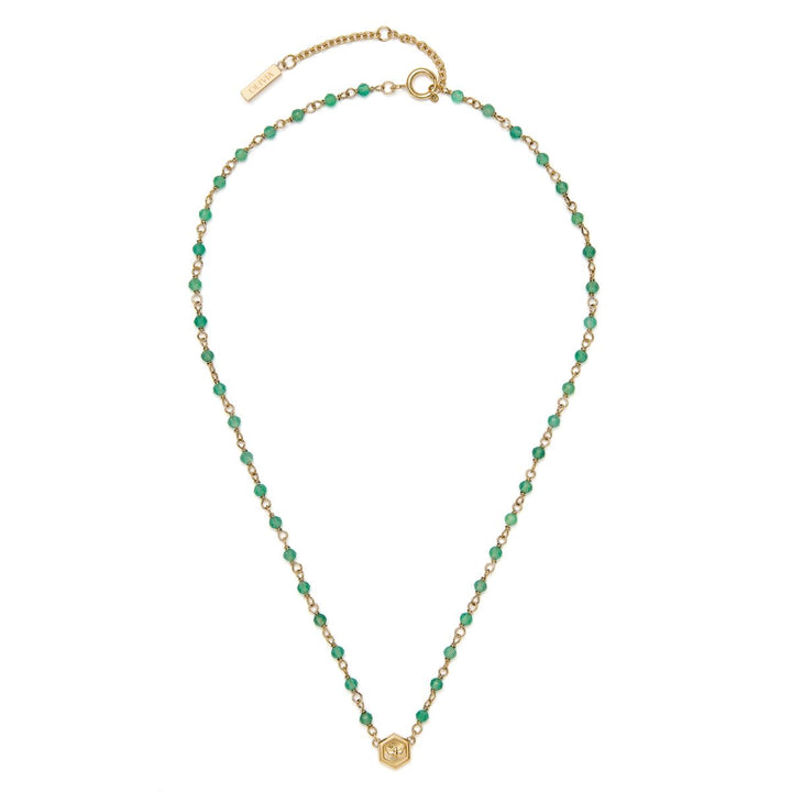 Olivia Burton Minima Bee Green and Gold Plated Beaded Charm Necklace - 24100172