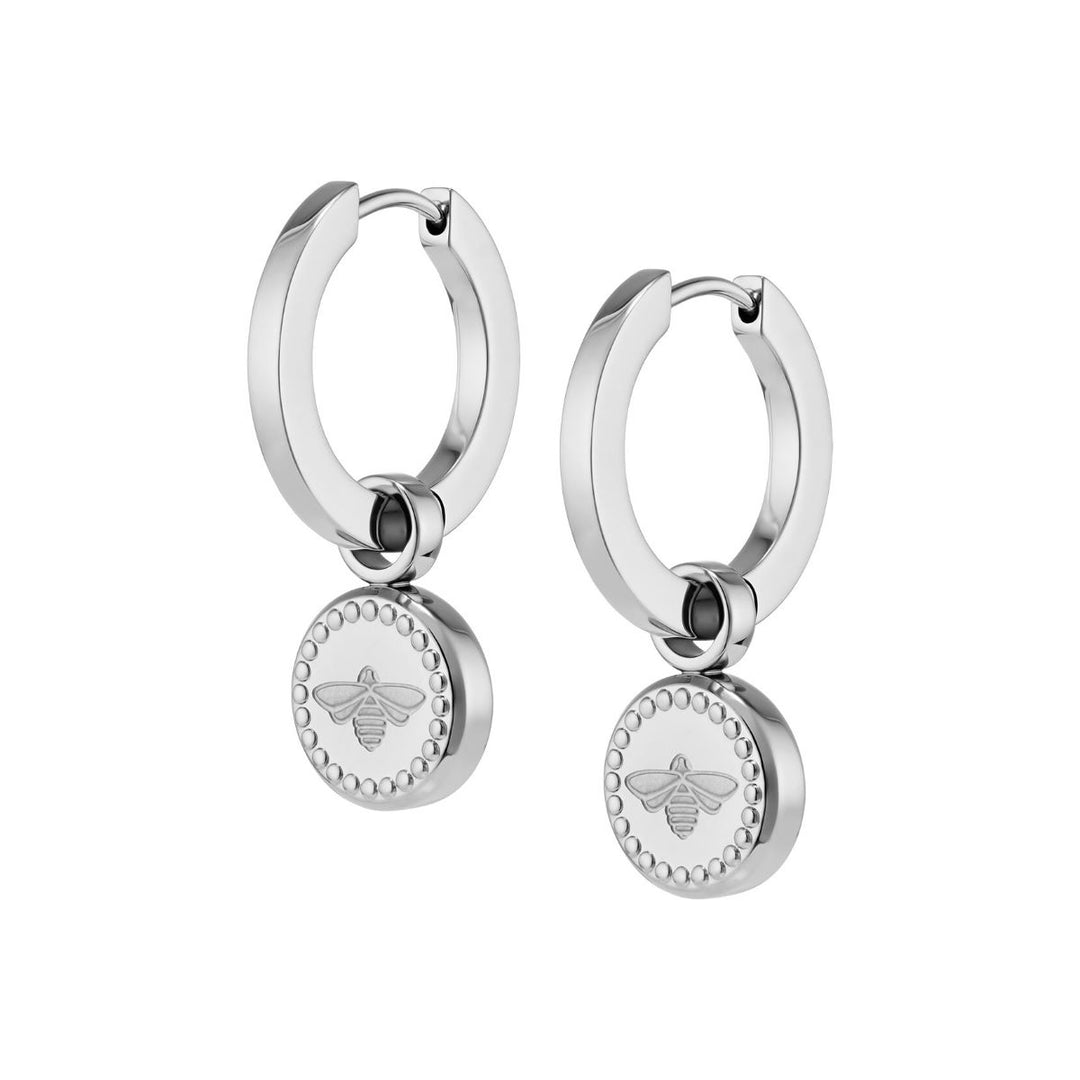 Olivia Burton Bee Charm Silver Hoop Earrings - 24100336