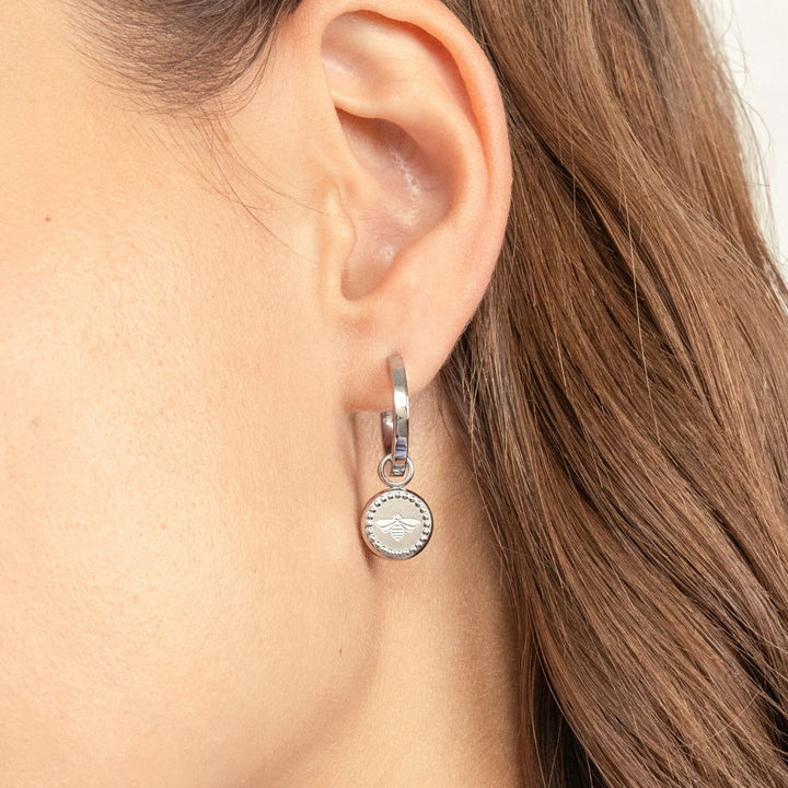 Olivia Burton Bee Charm Silver Hoop Earrings - 24100336