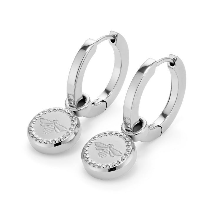 Olivia Burton Bee Charm Silver Hoop Earrings - 24100336