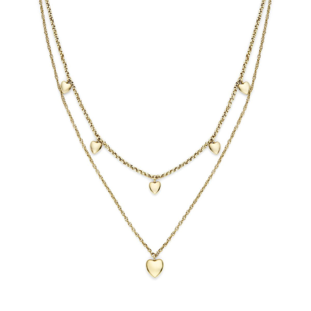 Olivia Burton Classic Mini Heart Gold Plated Double Chain Necklace. Item code 24100457.