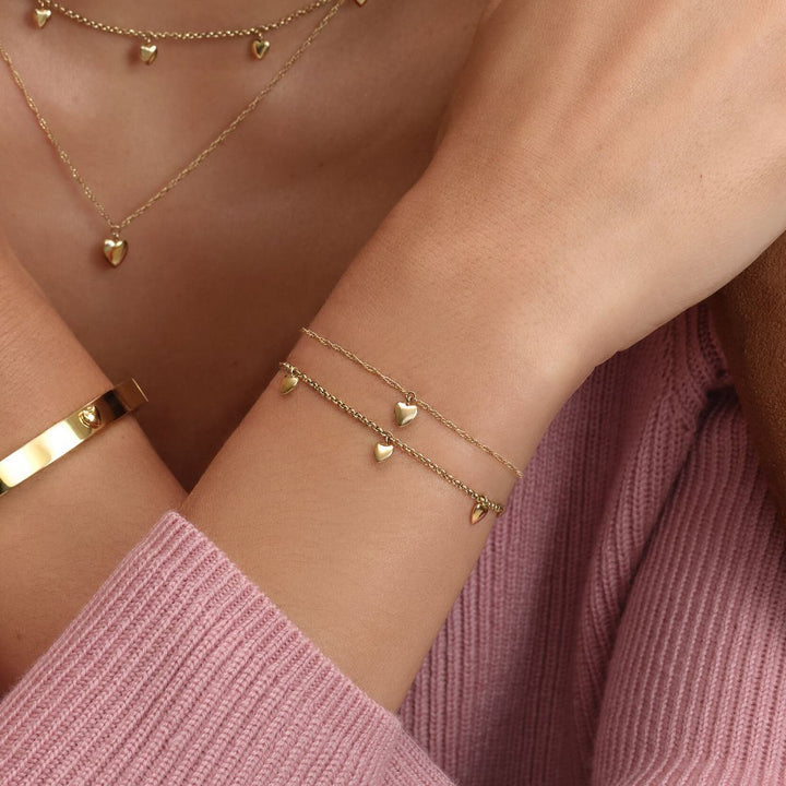 Olivia Burton Classic Mini Heart Gold Plated Double Chain Bracelet. Item code 24100460.