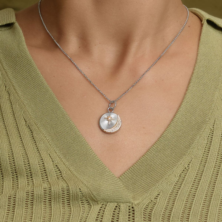 Olivia Burton Signature Celestial Star and Moon Silver Tone Pendant Necklace. Item code 24100468.