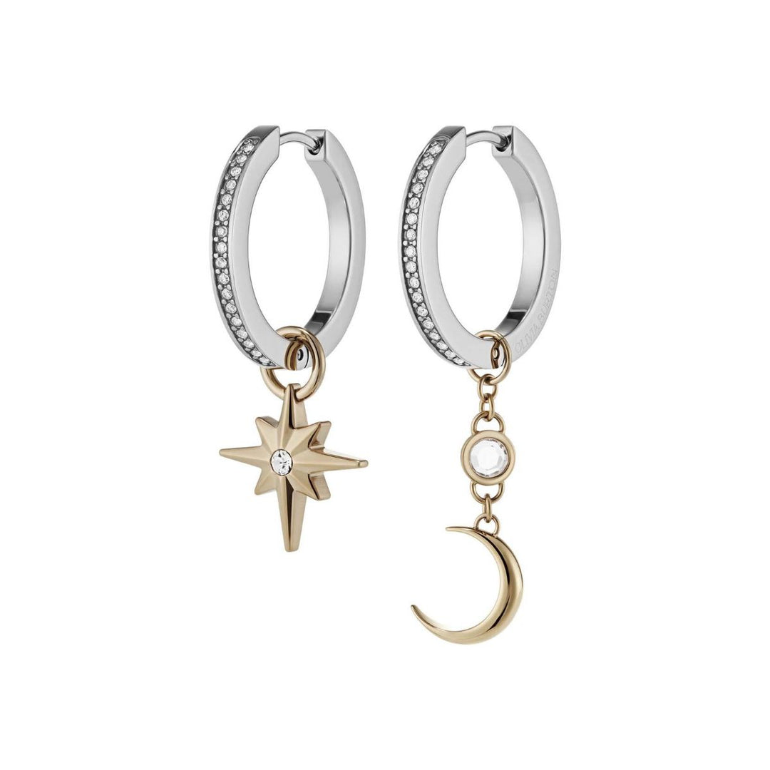 Olivia Burton Signature Celestial Star and Moon Silver Tone Huggie Earrings. Item code 24100472.
