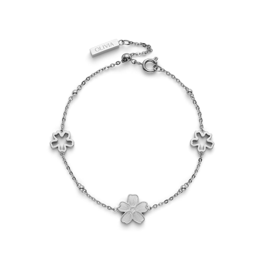 Olivia Burton Forget Me Not Floral Silver Tone Bracelet