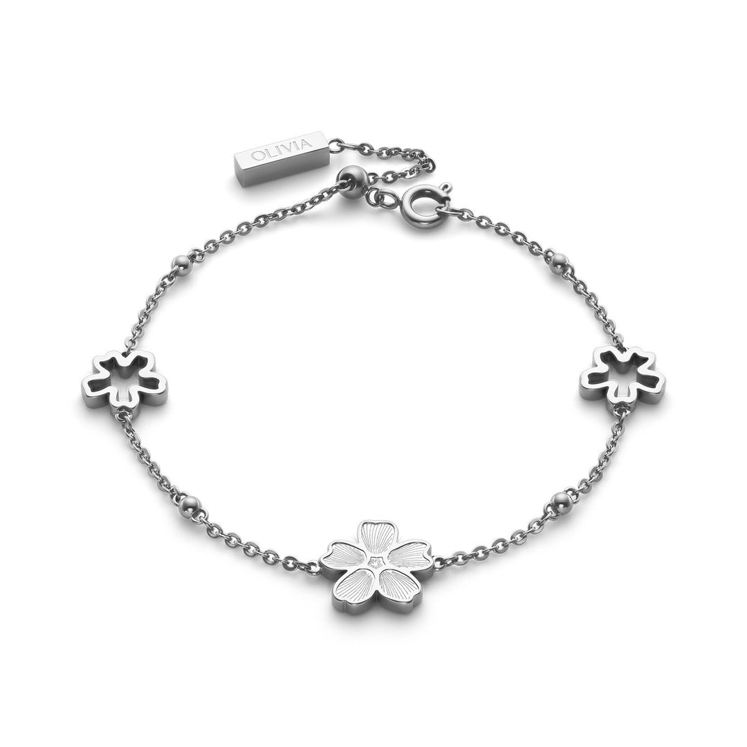 Olivia Burton Forget Me Not Floral Silver Tone Bracelet