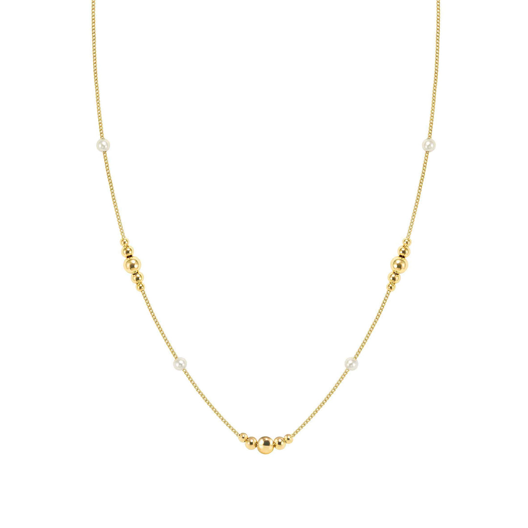 Niche Jewellery Nomination Siren Dream Gold Plated White Pearl Necklace worn on model