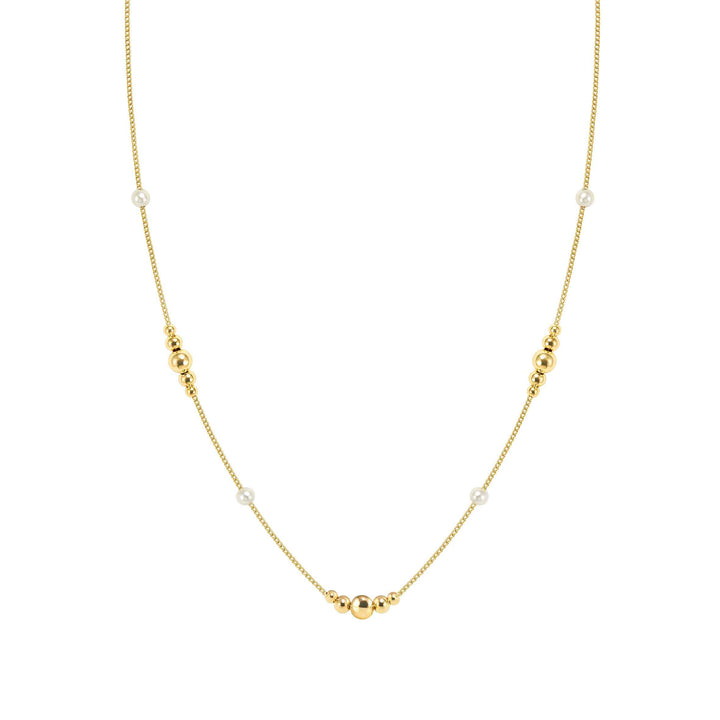 Niche Jewellery Nomination Siren Dream Gold Plated White Pearl Necklace worn on model