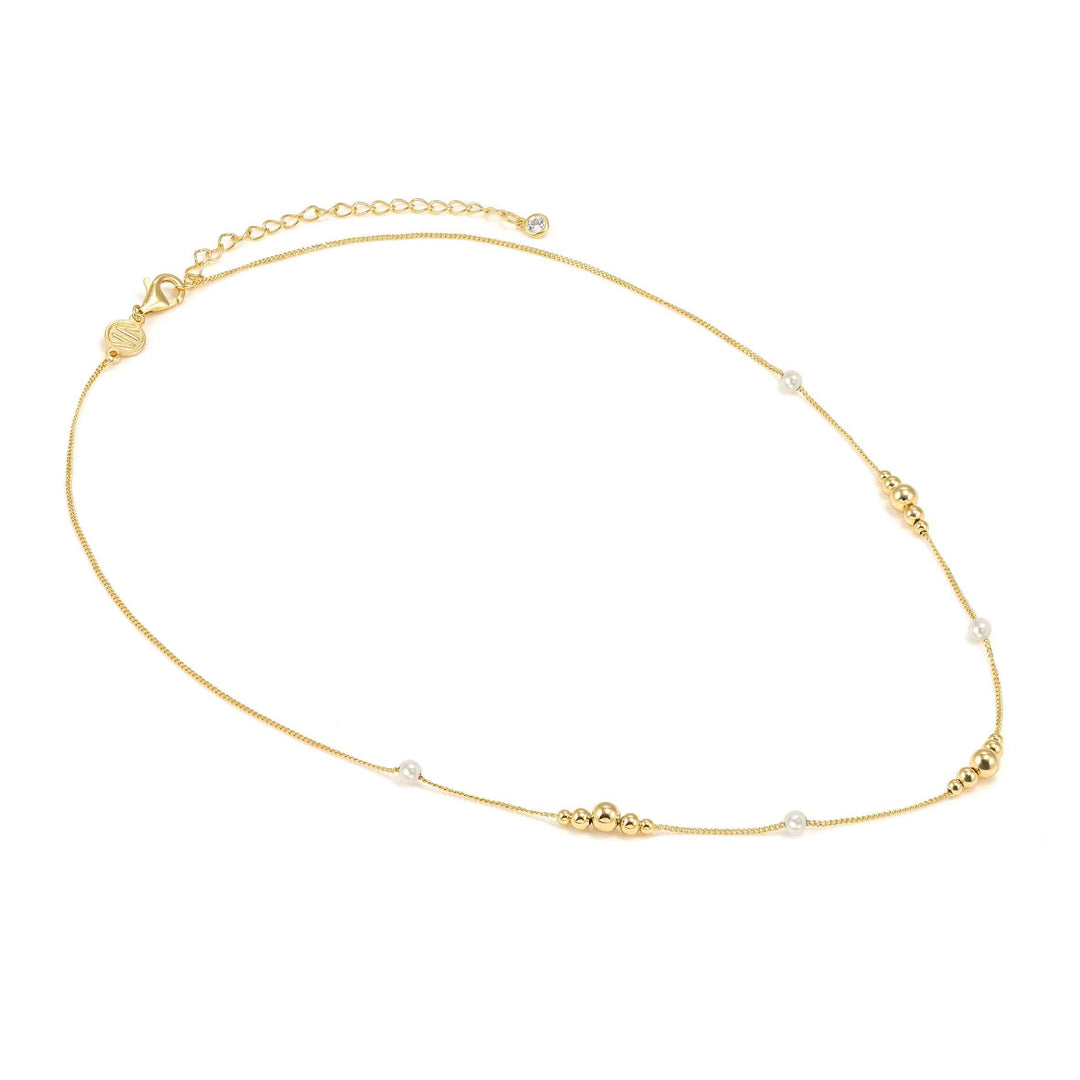 Niche Jewellery Nomination Siren Dream Gold Plated White Pearl Necklace worn on model