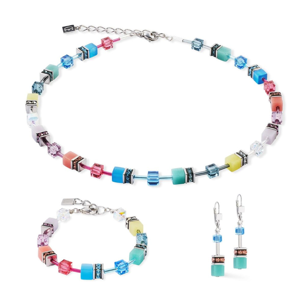 Coeur De Lion GeoCUBE Necklace - Multicolour Magic Silver - 2838101517