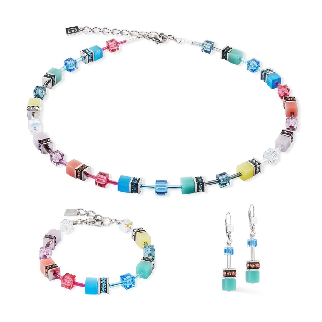 Coeur De Lion GeoCUBE Necklace - Multicolour Magic Silver - 2838101517