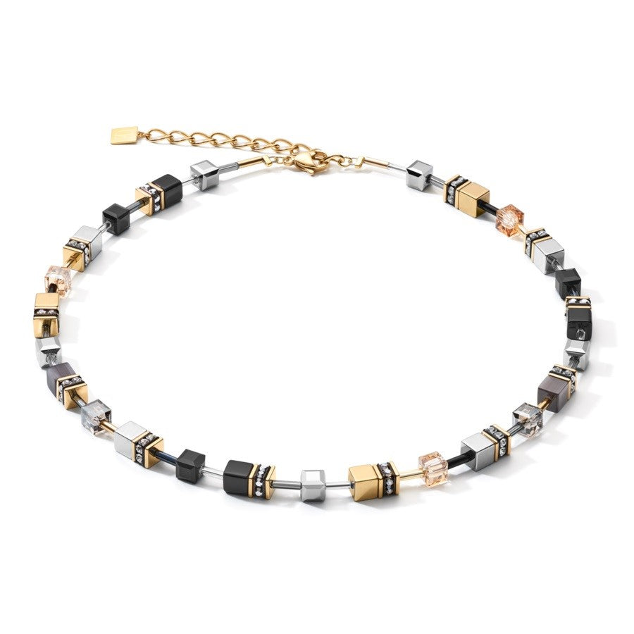 Coeur De Lion GeoCUBE Necklace - Grey and Gold 2839101216
