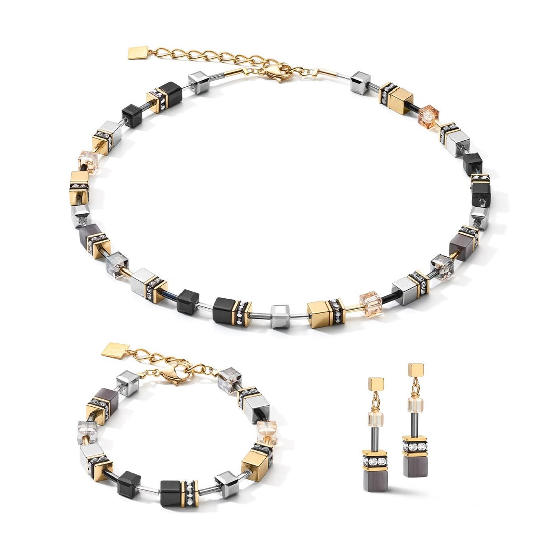 Coeur De Lion GeoCUBE Necklace - Grey and Gold 2839101216