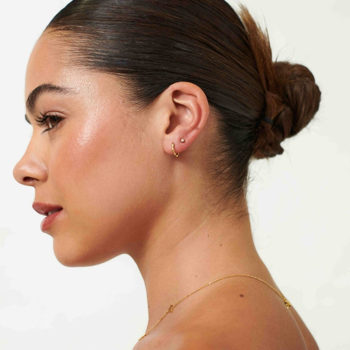 D.Louise Bamboo Gold Huggie Hoop Earrings