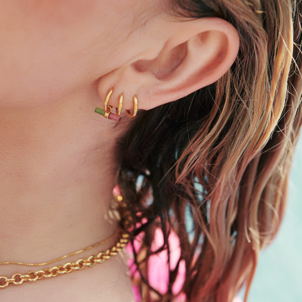 Rachel Jackson Watermelon T-Bar Huggie Hoop Earrings Gold TBE20WMGP