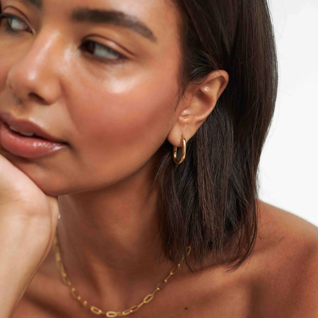 D.Louise Oval Gold Hoop Earrings