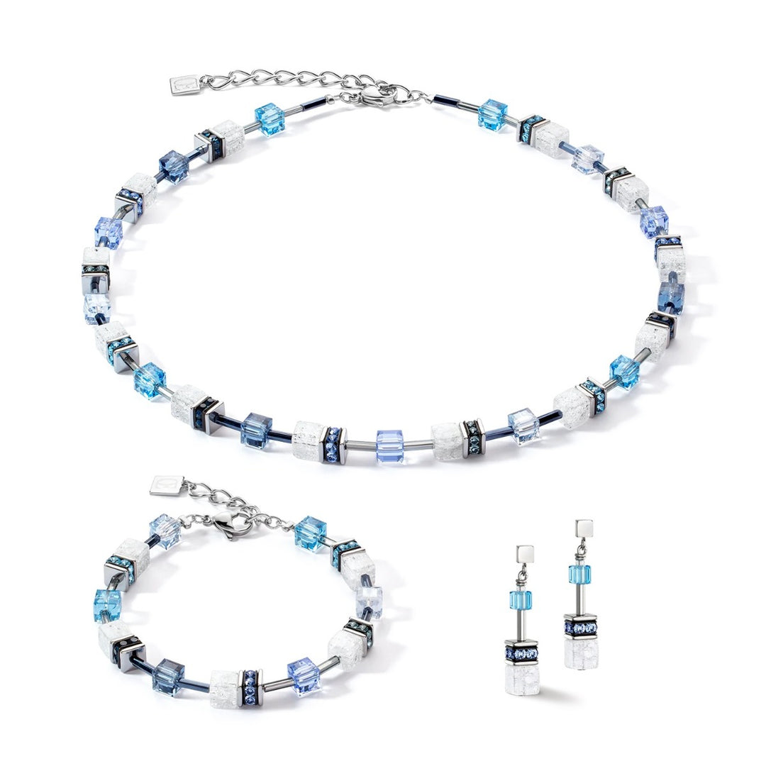 Coeur De Lion GeoCUBE Necklace - Iconic Rock Crystal Blue White 3018100714
