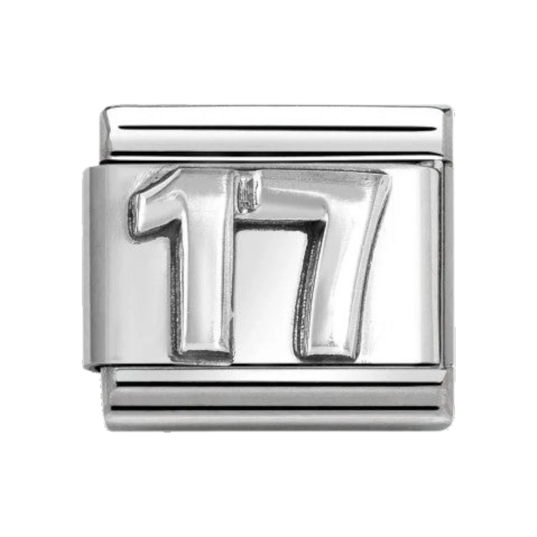 Nomination Classic Silver Oxidised Number 17 Charm. Item code 330101/76