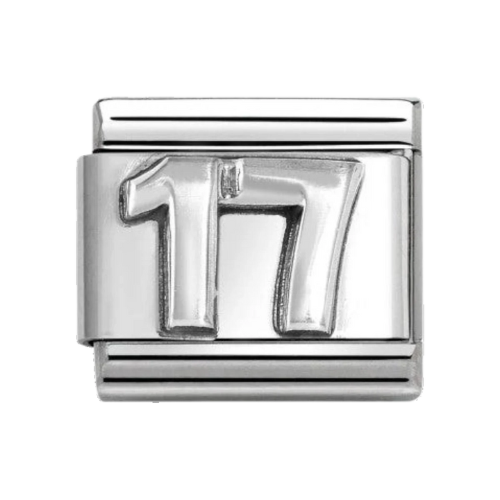 Nomination Classic Silver Oxidised Number 17 Charm. Item code 330101/76