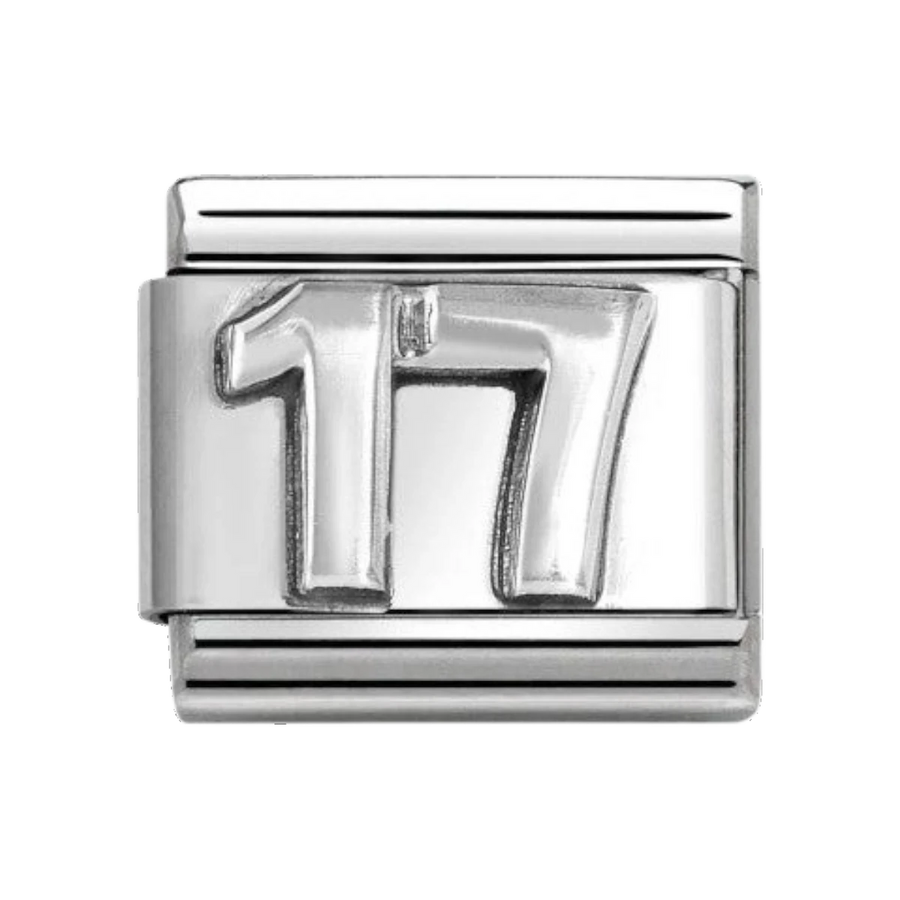 Nomination Classic Silver Oxidised Number 17 Charm. Item code 330101/76