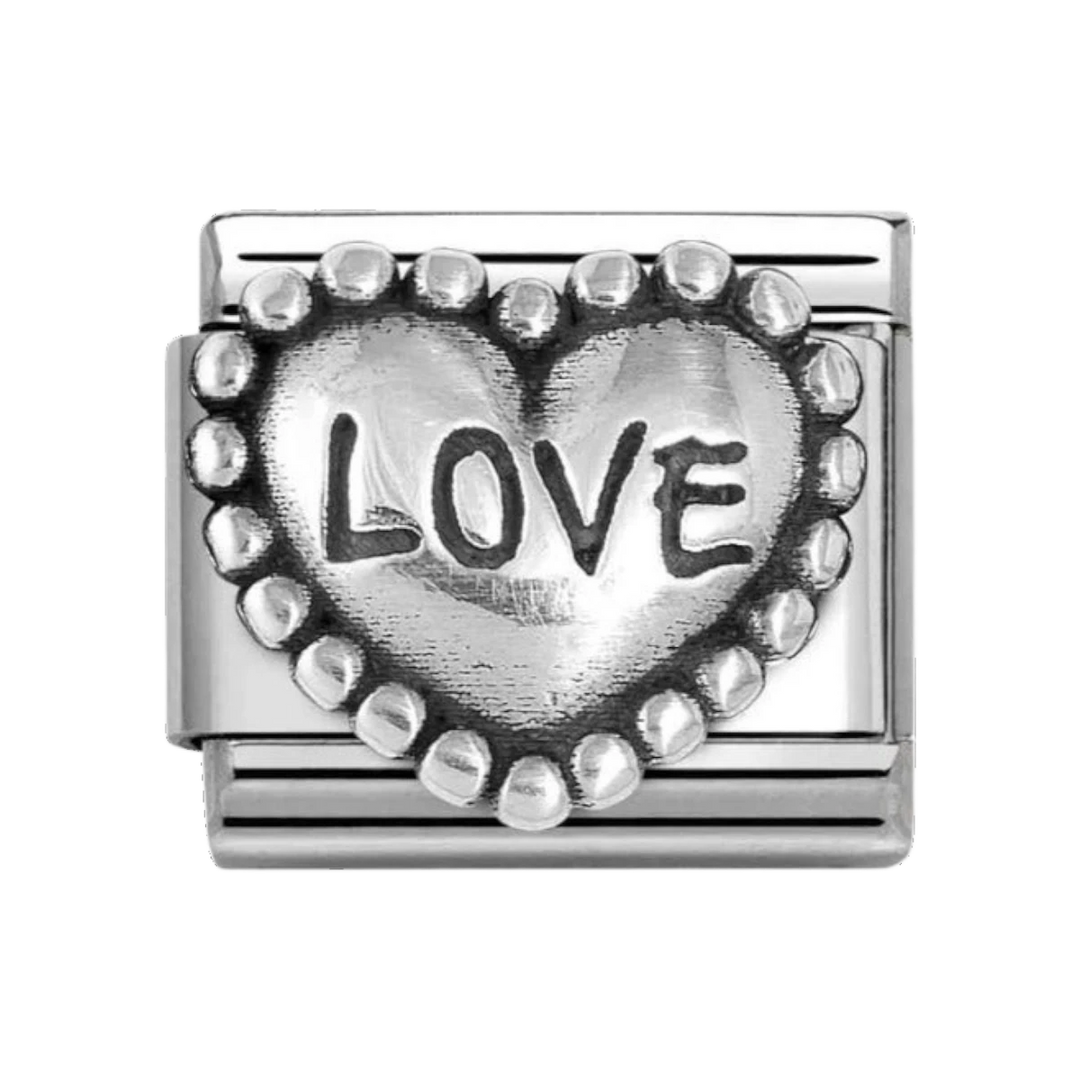 Nomination Classic Silver Oxidised Love Dotted Heart Charm 330101/88