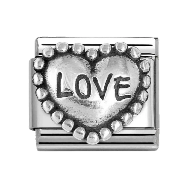Nomination Classic Silver Oxidised Love Dotted Heart Charm 330101/88