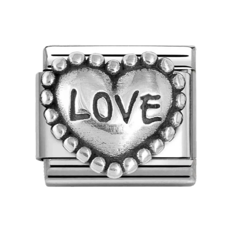 Nomination Classic Silver Oxidised Love Dotted Heart Charm 330101/88