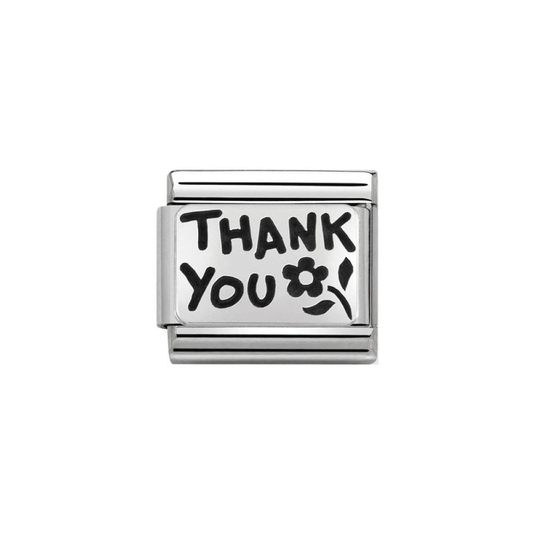 Nomination Classic Silver Oxidised Thank You Flower Charm