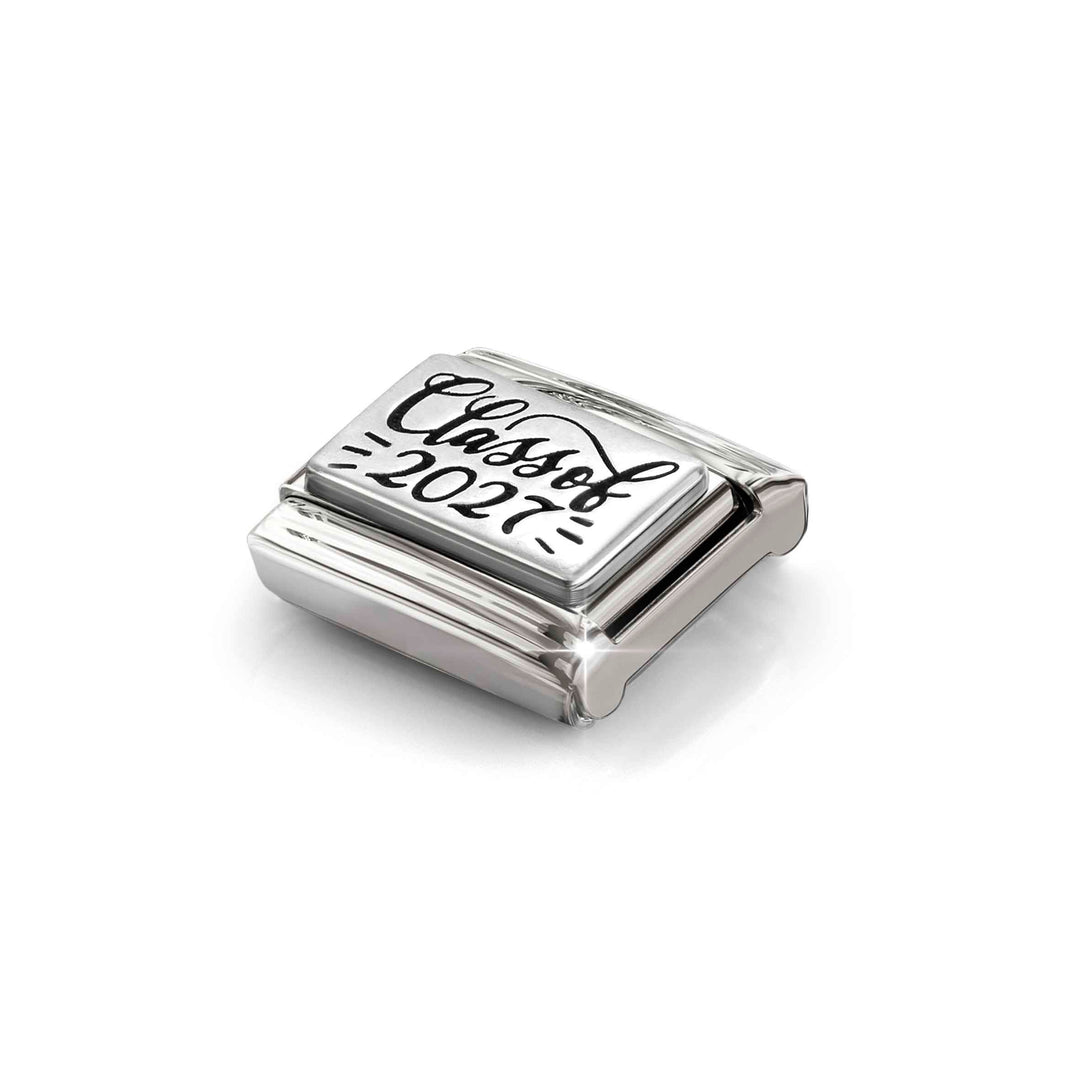 Niche Jewellery Nomination Silver Oxidised Class of 2027 Charm detail