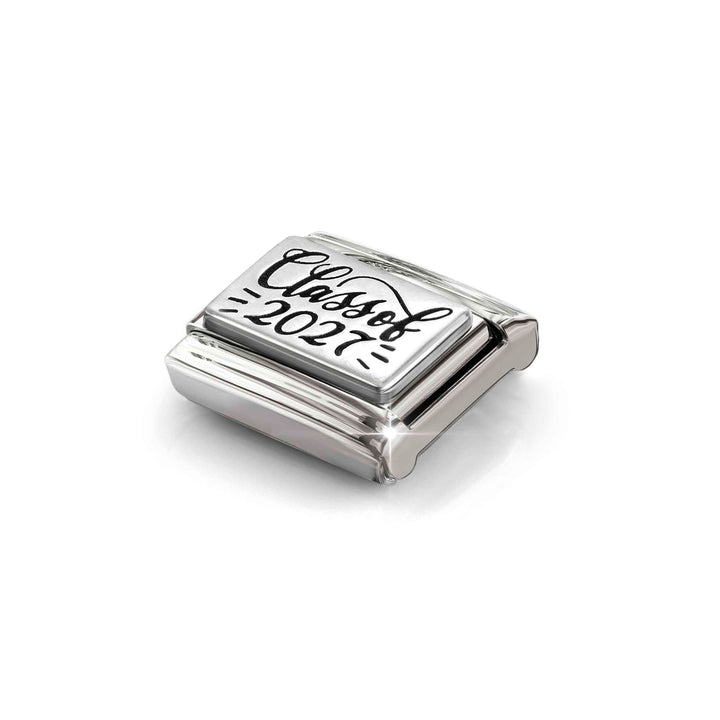 Niche Jewellery Nomination Silver Oxidised Class of 2027 Charm detail