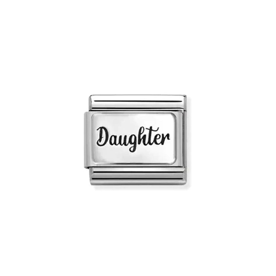 Nomination Classic Silver Daughter Writing Charm. Item code 330111_43.