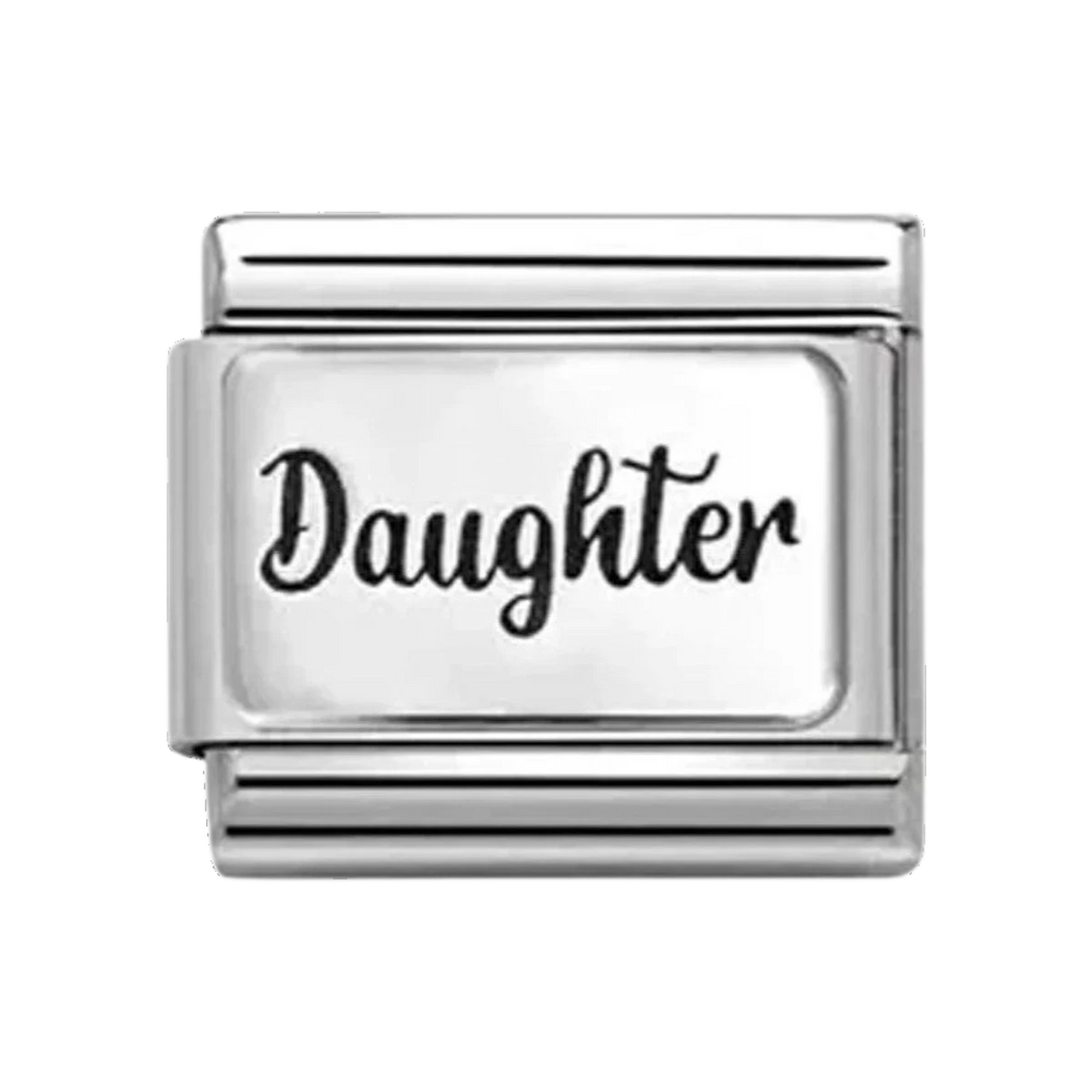 Nomination Classic Silver Daughter Writing Charm. Item code 330111_43.