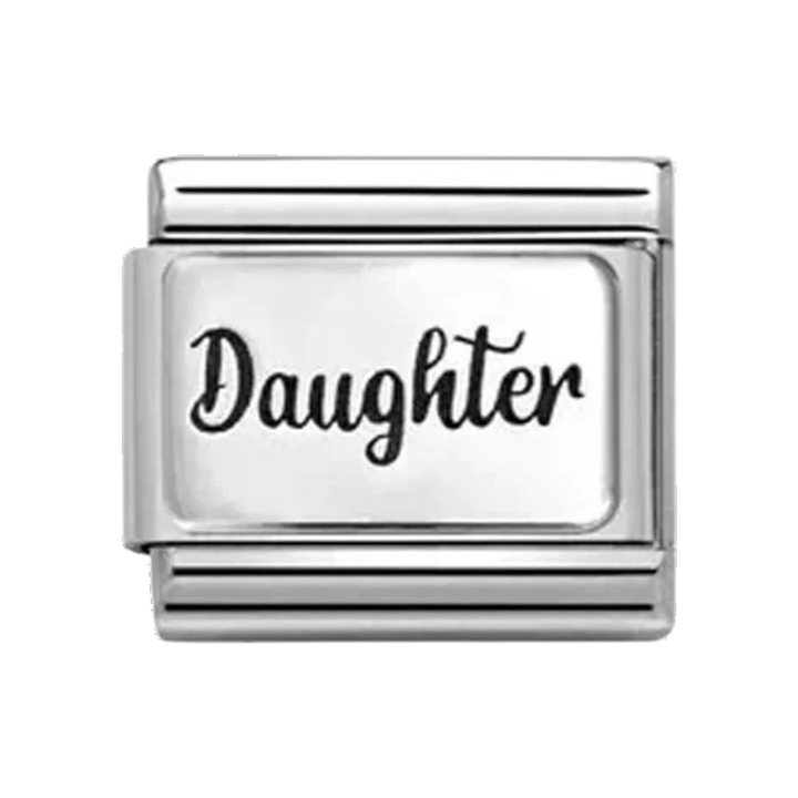 Nomination Classic Silver Daughter Writing Charm. Item code 330111_43.